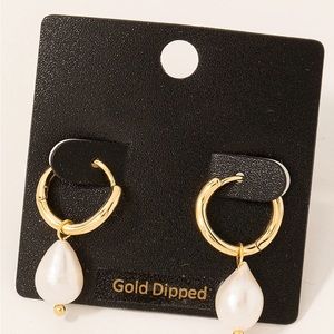 Gold Dipped Mini Pearl Teardrop Earrings